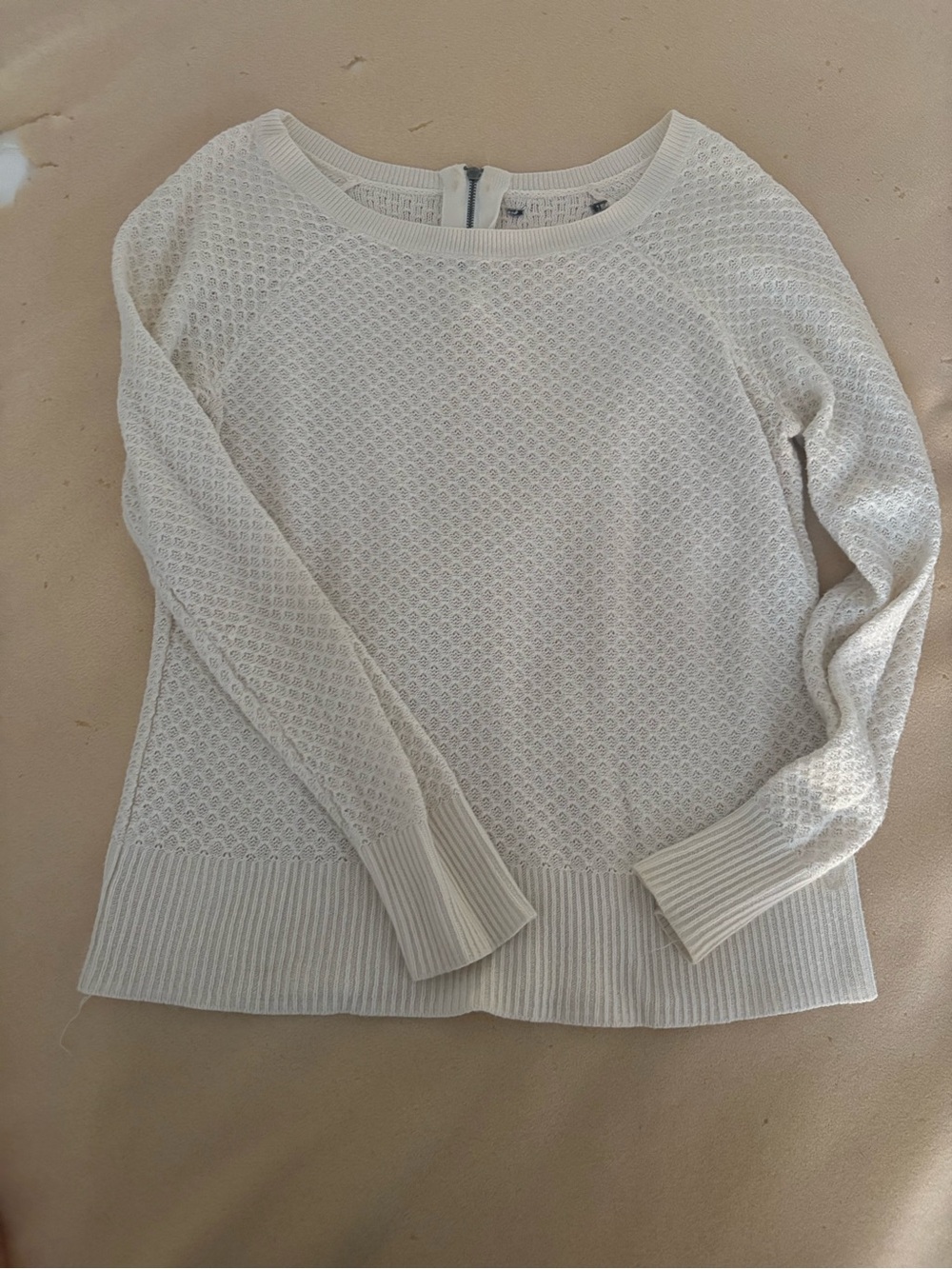 Women's Cream Knit Long-Sleeve Sweater - American Eagle S